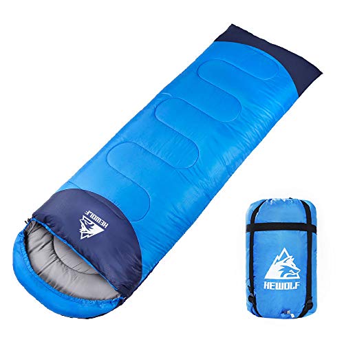 Hewolf Saco de Dormir Manta Sacos de Dormir con Sección de Cabeza para Camping Saco de Dormir Ligero Compacto Impermeable para Adultos 4 Estaciones, 220 x 75 cm