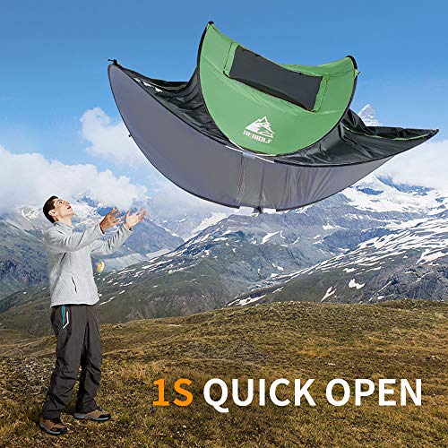 HEWOLF Tienda de Campaña Instantánea 2-3 Personas Portátil Tiendas de Campaña Automáticas Impermeable Fácil de Instalar para Acampada y Senderismo Playa Camping Tent - Verde Grande