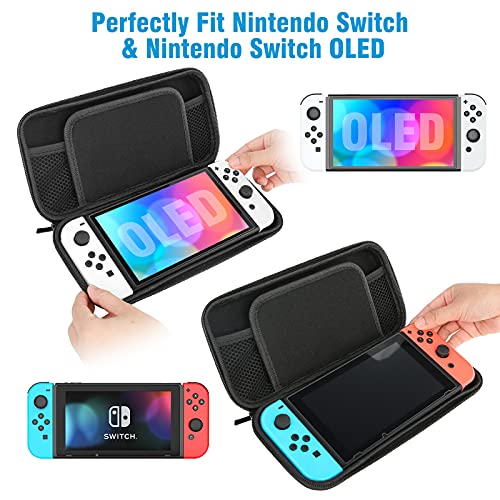 HEYSTOP Funda para Switch OLED y Nintendo Switch, Funda de Viaje Switch con Más Espacio de Almacenamiento para 8 Juegos, Funda para Nintendo Switch Console & Accesorios, Blanco