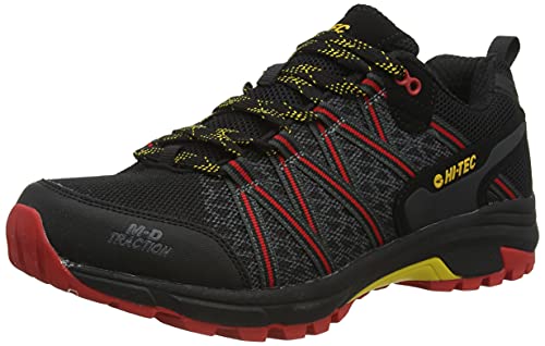 Hi-Tec Serra Trail-Black/Molten Lava/Spectra Yellow Uk7, Zapatos para Senderismo Hombre, 41 EU