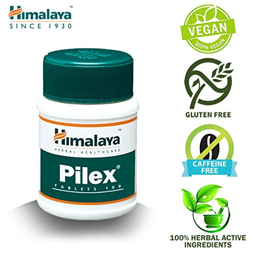 Himalaya Herbals Pilex - Tratamiento Natural para Hemorroides y Almorranas, Tratamiento de Fisura, Alivio del Dolor, Tabletas sin Gluten, 100 Cápsulas