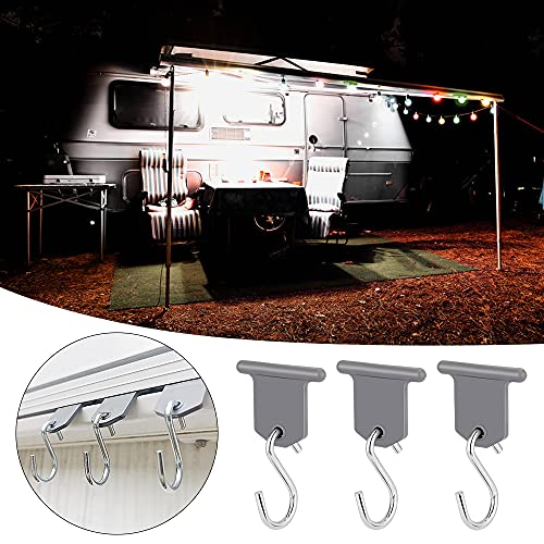 Homgaty Colgadores de accesorios para toldo de RV, 16 piezas de ganchos para toldo en S, ganchos para luces de fiesta, para camping, tienda, autocaravana