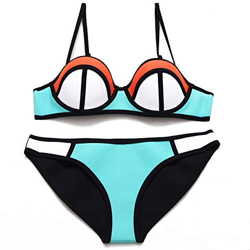 HOSD Bikini de Neopreno Color a Juego Traje de baño Dividido para Mujer