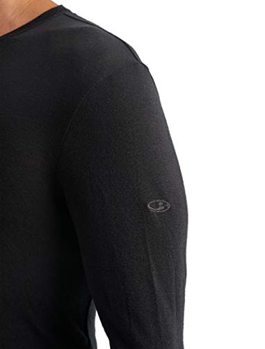 Icebreaker Mens 175 Everyday LS Crewe Camiseta Térmica para Hombre, Hombre, Black, M