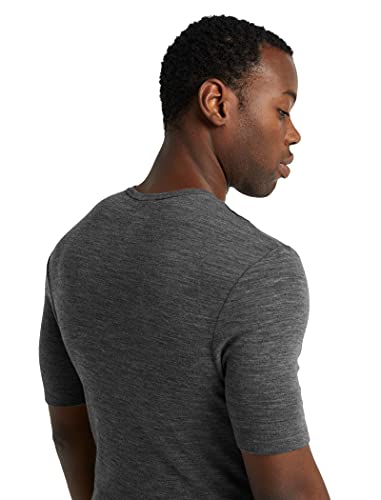 Icebreaker Merino Everyday Crew - Camiseta de manga corta para hombre (100 % lana de merino Everyday Crew, manga corta de la capa de base, ajustada, 175 tejido ultraligero, Brezo Gris, L