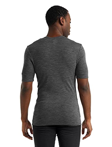 Icebreaker Merino Everyday Crew - Camiseta de manga corta para hombre (100 % lana de merino Everyday Crew, manga corta de la capa de base, ajustada, 175 tejido ultraligero, Brezo Gris, L