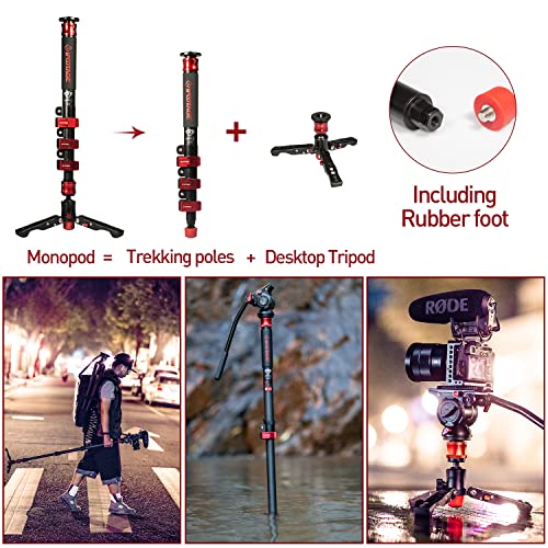 IFOOTAGE Cobra 2 Monopie de Cámara de la Serie Combinado con Trípode de Mesa y Alpenstocks, Aleación de Aluminio (180 cm)