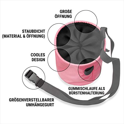 Igoera Bolsa magnesio Escalada, magnesera Robusta y Resistente al Polvo, Incl. cinturón de sujeción Ajustable, Chalk Bag para Mayor sujeción y Seguridad (Rosa)