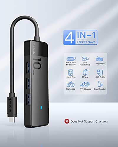 Inateck USB 3.2 Gen 2 Speed, Hub USB C a USB con 4 Puertos USB A, HB2025