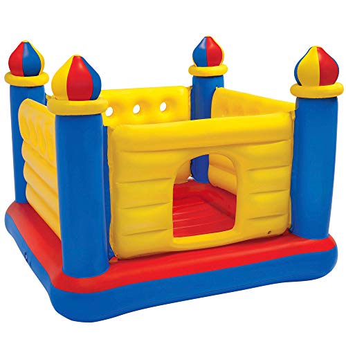 Intex 48259NP - Castillo hinchable INTEX, 175x175x135 cm, suelo hinchable, Para 2 niños, Peso máximo 45 Kg, Color rojo, amarillo y azul, Castillos hinchables infantiles