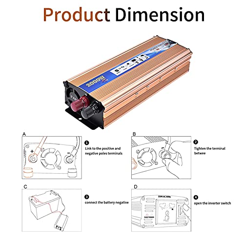 Inversor de Corriente Coche Onda 1000W (Pico 2000W),Lacyie Transformador De 12v A 220/240V con Puerto USB 2.1A Y AC Tomas y Encendedor Convertidor para Automóviles con para iPhone, iPad Y Tableta