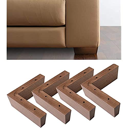 IPEA 4 Patas para Muebles y Sofás de Madera Modelo Angular – Color Nogal – Altura 50 mm – Fabricado en Italia – Juego de 4 Patas de Madera para Armarios y Sillones