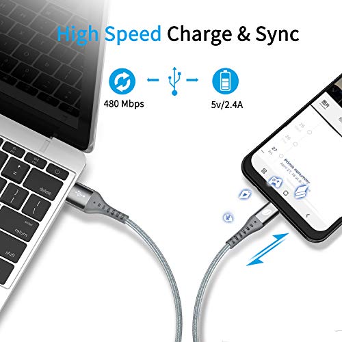 J Jecent Cable USB Tipo C, [4 Pack 0.5m 1m 1m 2m] Cargador Tipo C y Cable de Nylon USB C rápida Carga para Samsung S20 S10 S9 S8 Plus A71 A51, Huawei P30 P20, PS5, Xiaomi, LG, (Plata Gris)