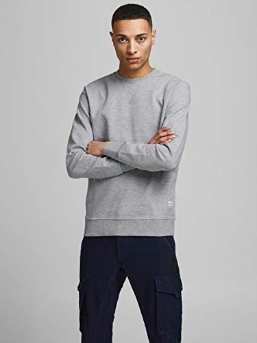 Jack & Jones Jjebasic Noos-Sudadera con Cuello Redondo, Gris Claro, L para Hombre