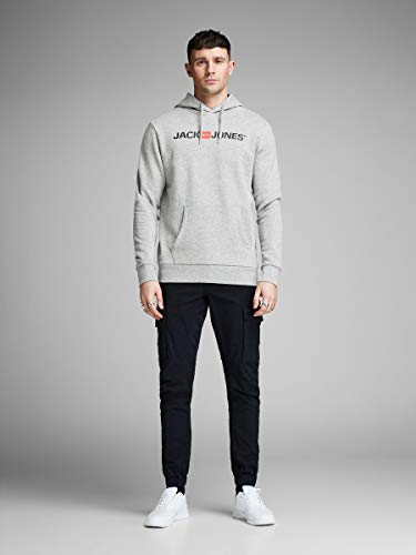 Jack & Jones Jjecorp Logo Sweat Hood Noos_12137054 Sudadera con Capucha, Gris (Light Grey Mixed), S para Hombre