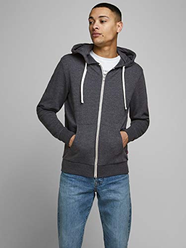 Jack & Jones Jjeholmen Sweat Zip Hood Noos Sudadera con Capucha, Gris (Dark Grey Mixed), L para Hombre