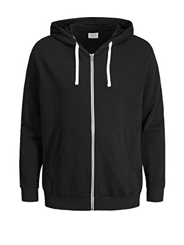 Jack & Jones Jjeholmen Sweat Zip Hood Noos Sudadera con Capucha, Negro (Black), L para Hombre