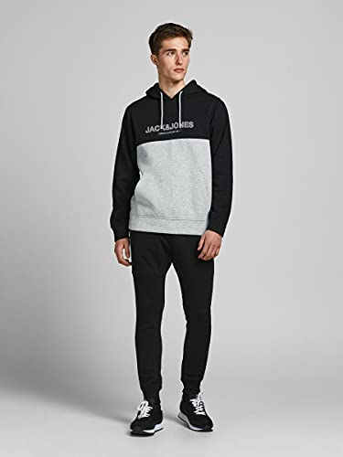 Jack & Jones Jjeurban Blocking Sweat Hood Noos Sudadera con Capucha, Negro/Detalles: impresión de puños Blancos, Corte Normal, L para Hombre