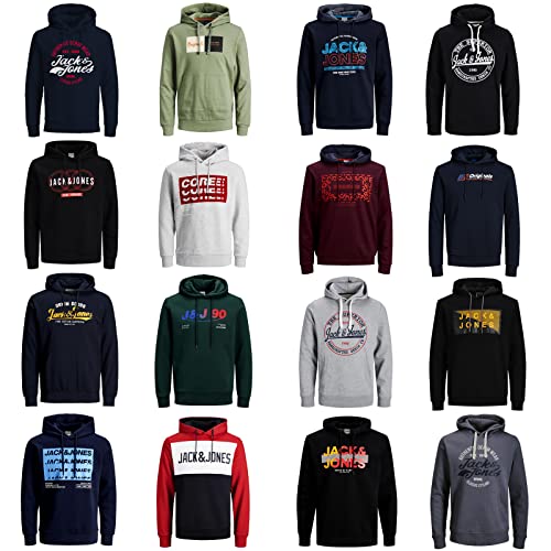 JACK & JONES Juego de 3 sudaderas con capucha para hombre, mezcla de algodón, tallas XS, S, M, L, XL, 2XL, 3XL, 4XL, 5XL, Paquete de 3 unidades., XXXXXXL