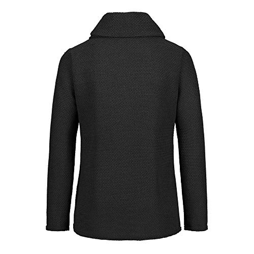 Jerseys De Punto para Mujer Cuello de Tortuga Manga Larga Suelto Prendas de Punto Suéter Irregular Jerséis Collar de la Pila Tops Cálido Otoño Invierno riou (z-Black, M)