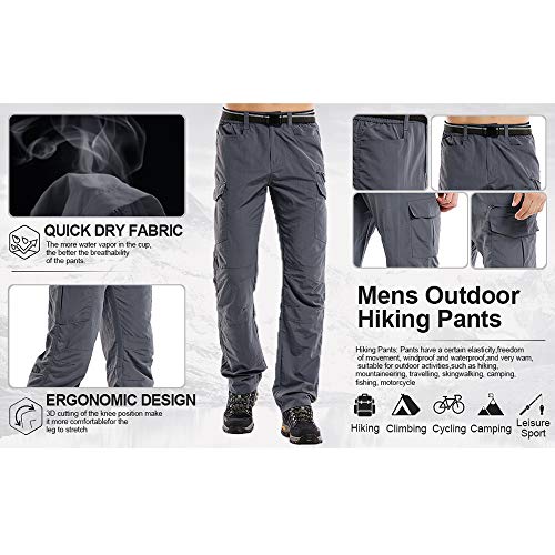 Jessie Kidden Pantalones de senderismo para hombre, ligeros, de secado rápido, UPF 50+, carga safari, pesca, escalada, camping, senderismo, pantalones #6046-gris oscuro-29