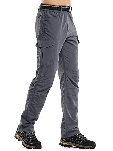 Jessie Kidden Pantalones de senderismo para hombre, ligeros, de secado rápido, UPF 50+, carga safari, pesca, escalada, camping, senderismo, pantalones #6046-gris oscuro-29