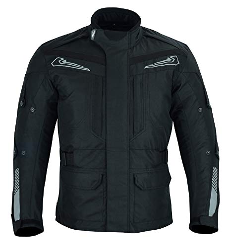 JET Chaqueta Moto Hombre Multifuncional Bolsillos Protectores Reflexivo Textil Verano Invierno PANTHER (M, Negro)