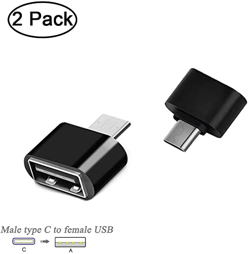 Jiusion - Adaptador convertidor tipo C macho a USB hembra OTG para Samsung, MacBook, Huawei, Xiaomi, C Mobile (Pack de 2)