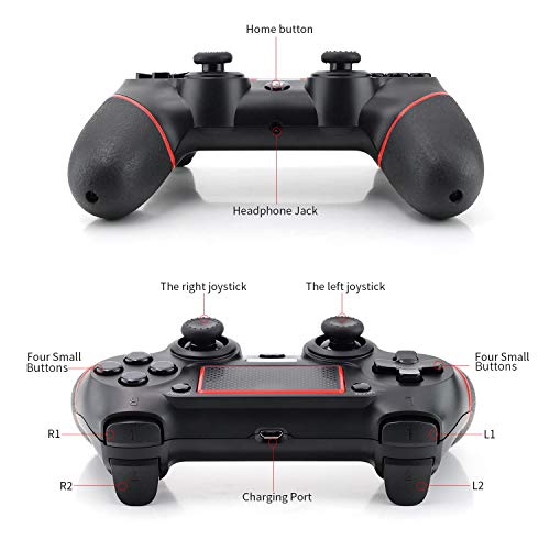 JJAMSWALLL Mando Inalámbrico para Playstation 4, Mando para PS 4/Pro/Slim, Controlador inalámbrico, Gamepad Bluetooth Controlador Joystick con Vibración Doble/Turbo/Puerto de Audio/Pantalla LED