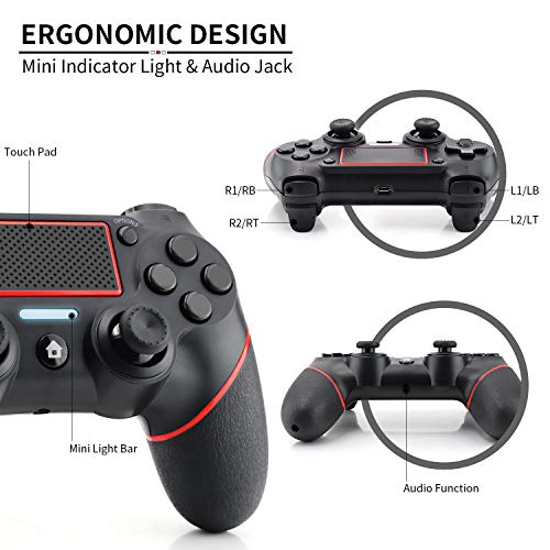 JJAMSWALLL Mando Inalámbrico para Playstation 4, Mando para PS 4/Pro/Slim, Controlador inalámbrico, Gamepad Bluetooth Controlador Joystick con Vibración Doble/Turbo/Puerto de Audio/Pantalla LED