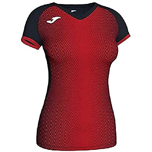 Joma Supernova Camisetas, Mujer, Negro/Rojo, M