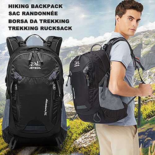 JOQINEER Mochila de senderismo 35L para hombres y mujeres, mochila de viaje impermeable, mochila de camping multifuncional, mochila ligera al aire libre (1311 Black)