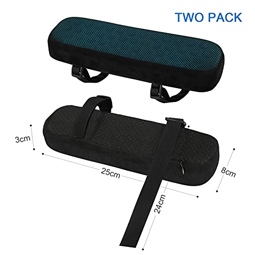 JoyPlus Almohadilla para Reposabrazos, 2 Piezas Cojín de Reposabrazos de Silla de Oficina, Funda Reposabrazos Silla Gaming con Memoria Espuma Viscoelástica para Alivio de Codos y Antebrazos (Negro)