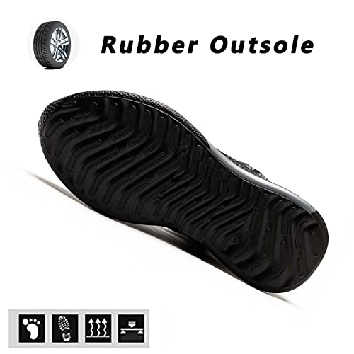 JUDBF Botas de Seguridad para Hombre Mujer Comodas Zapatillas de Seguridad Punta de Acero Calzado de Seguridad Trabajo 8081Negro/42