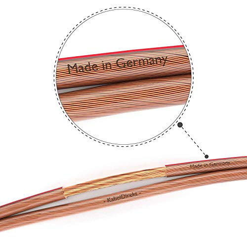 KabelDirekt – 50m Cable de Altavoces (2x2,5mm² Cable de altavoz HiFi, Made in Germany, de cobre puro, con indicación de polaridad, para el mejor sonido posible de su sistema de música)