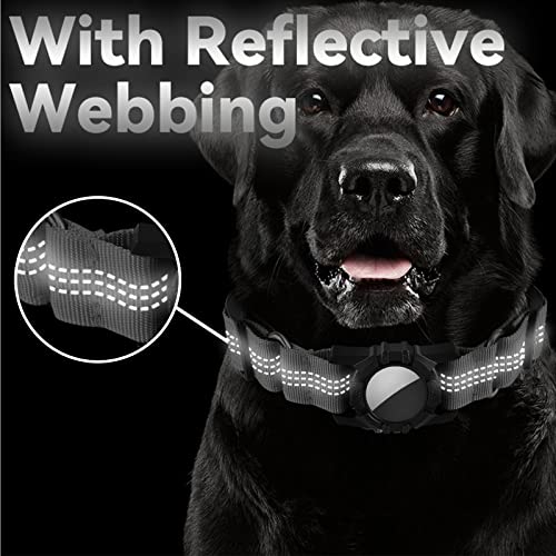 KAMEUN Collar de Perro Compatible con Apple Airtag , Collares Tácticos para Perros, Suave Acolchado Neopreno Ajustable Collares Reflectantes para Mascotas para Perros Medianos y Grandes Caminar (S)