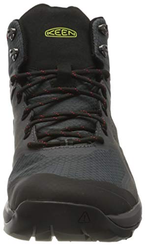 KEEN Explore Mid, Imperméable, Zapatos de High Rise Senderismo Hombre, Negro (Magnet/Fiery Red 007), 45 EU