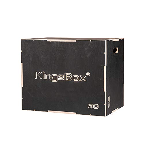 KingsBox Royal Plyo Box, Caja de Salto de Madera Hecho en Europa, Step-Ups, Push-Ups, Elevación de Pantorrillas, Dips, Saltos de Burpee, Salto de Profundidad, Capacidad de Carga 200 kg, Color Negro