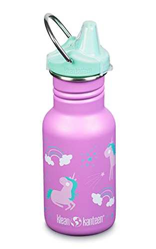 Klean Kanteen Kid Classic Narrow 12oz (W/Sippy Cap) Botella, Unisex Adulto, Color fantasía (Unicorns), 12 oz