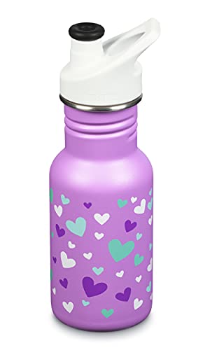 Klean Kanteen Kid Classic Narrow 12oz (w/Sport Cap) Botella, Unisex Adulto, Corazones orquídeas