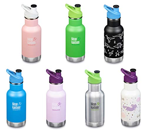 Klean Kanteen Kid Kanteen, K12KVCPPS, aislada al vacío 12oz (354 ml) con Cap Sport (Nuevo 2019) (Paper Dinos)