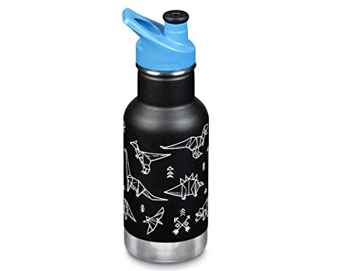 Klean Kanteen Kid Kanteen, K12KVCPPS, aislada al vacío 12oz (354 ml) con Cap Sport (Nuevo 2019) (Paper Dinos)