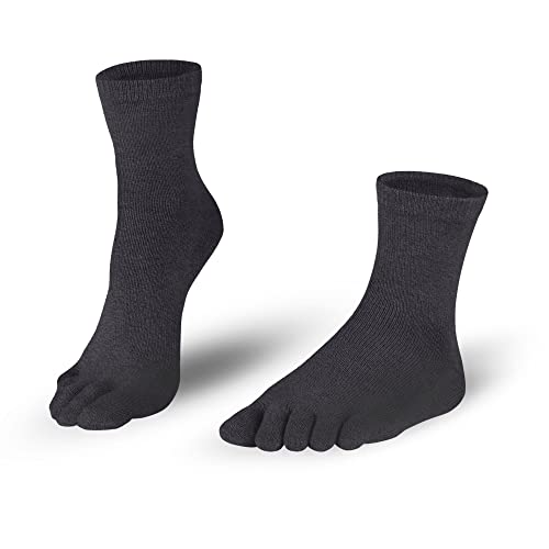 Knitido Essentials Midi | Calcetines con dedos en algodón hombre y mujer para uso cotidiano, Talla:35-38, Color:Charcoal (815)