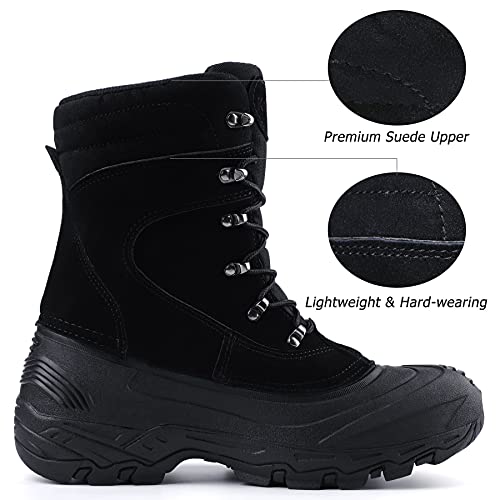 Knixmax Botas de Nieve para Hombre Botas de Invierno Calientes Forrado Piel Suelas Impermeables Antideslizante Zapatos Negro 42 EU