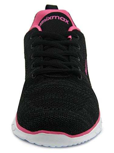 Knixmax-Zapatillas Deportivas para Mujer Zapatillas de Running Fitness Sneakers Zapatos de Correr Aire Libre Deportes Casual Zapatillas Ligeras para Correr Transpirable Negro Rosa 38EU