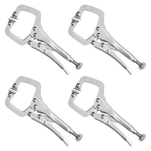 Kurtzy Abrazadera en C Sargentos de Apriete 13,3 cm de Metal con Tornillo Ajustable y Almohadillas Giratorias (Pack de 4) Juego Alicates Soldar Fácil Liberación - Superficies Disparejas, Manualidades