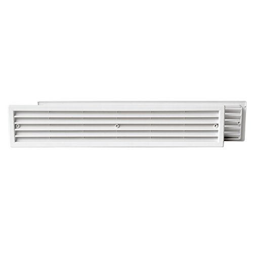 La Ventilazione PTT459B Rejilla de ventilación telescópica de plástico Rectangular 452 x 90 mm, Color Blanco, 452x90 mm