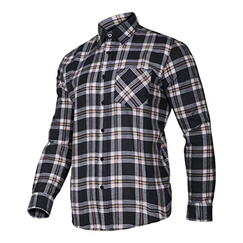 Lahti Pro – Camisa de hombre de franela, 100% algodón, a cuadros – CE/EN 340, Azul, LPKF2S