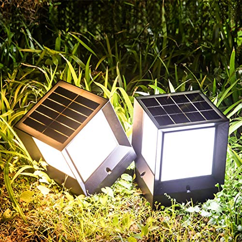 LANMOU Lámpara de Poste Solar LED Luz de Jardín Modernas Linterna de Jardín Impermeable IP65 ​Luz de Pedestal Negra Luz de Trayectoria Para Patio Uso en Exteriores, 3000K/6000K,Large