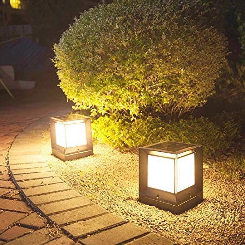 LANMOU Lámpara de Poste Solar LED Luz de Jardín Modernas Linterna de Jardín Impermeable IP65 ​Luz de Pedestal Negra Luz de Trayectoria Para Patio Uso en Exteriores, 3000K/6000K,Large